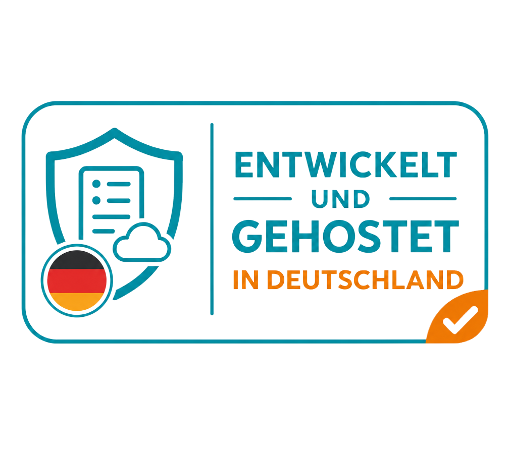 Eigene Kennzeichnung: entwickelt und gehostet in Deutschland